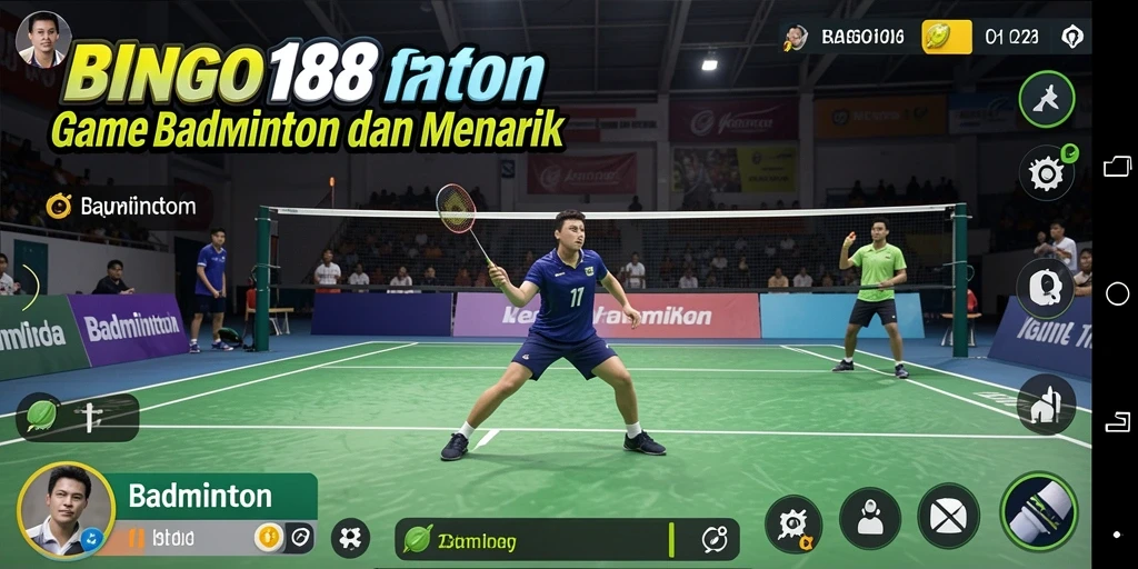 Screenshot BINGO188 menampilkan antarmuka permainan badminton yang menarik.