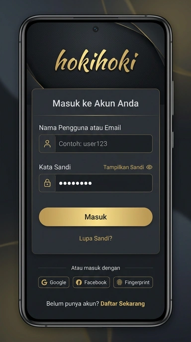 Tampilan halaman login hokihoki